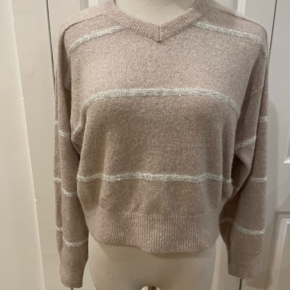 Brunello Cucinelli Striped Beige Sweater